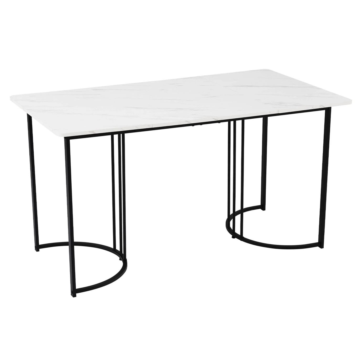Merax Esstisch 140x80 Weiß Schwarz Marmormuster