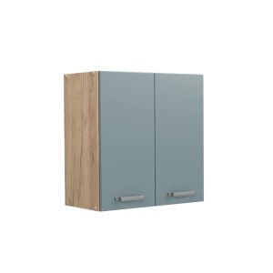 Vicco Hängeschrank R-Line, blau-graue Front, Eiche Dekor, 60 cm breit.