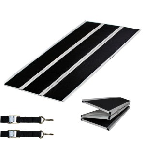 DREIBREIT Auffahrrampe, 3-fach klappbar, 175cm, mit Spanngurten. Zubehör für Autoanhänger.