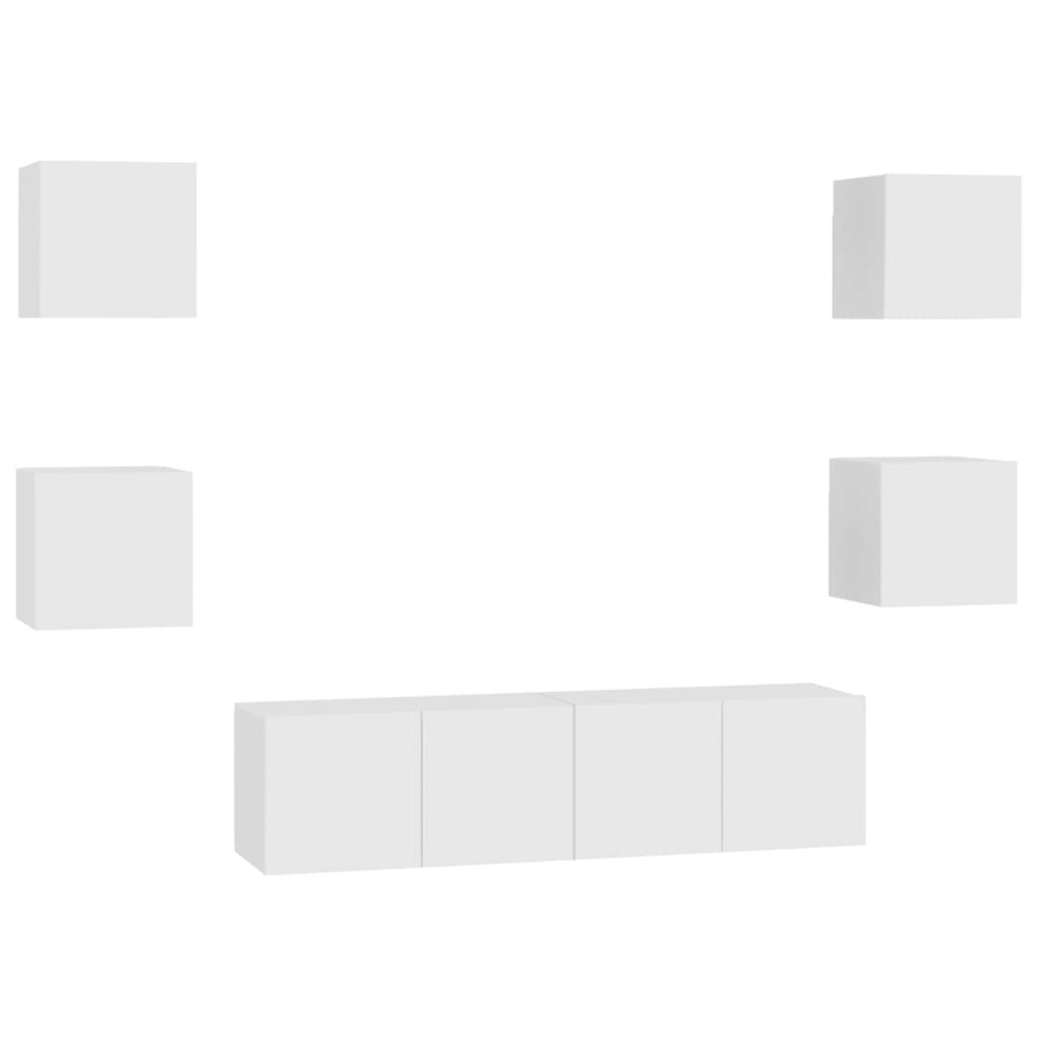 vidaXL 6-Tlg TV-Schrank-Set Weiß Holzwerkstoff 3078660 günstig online kaufen