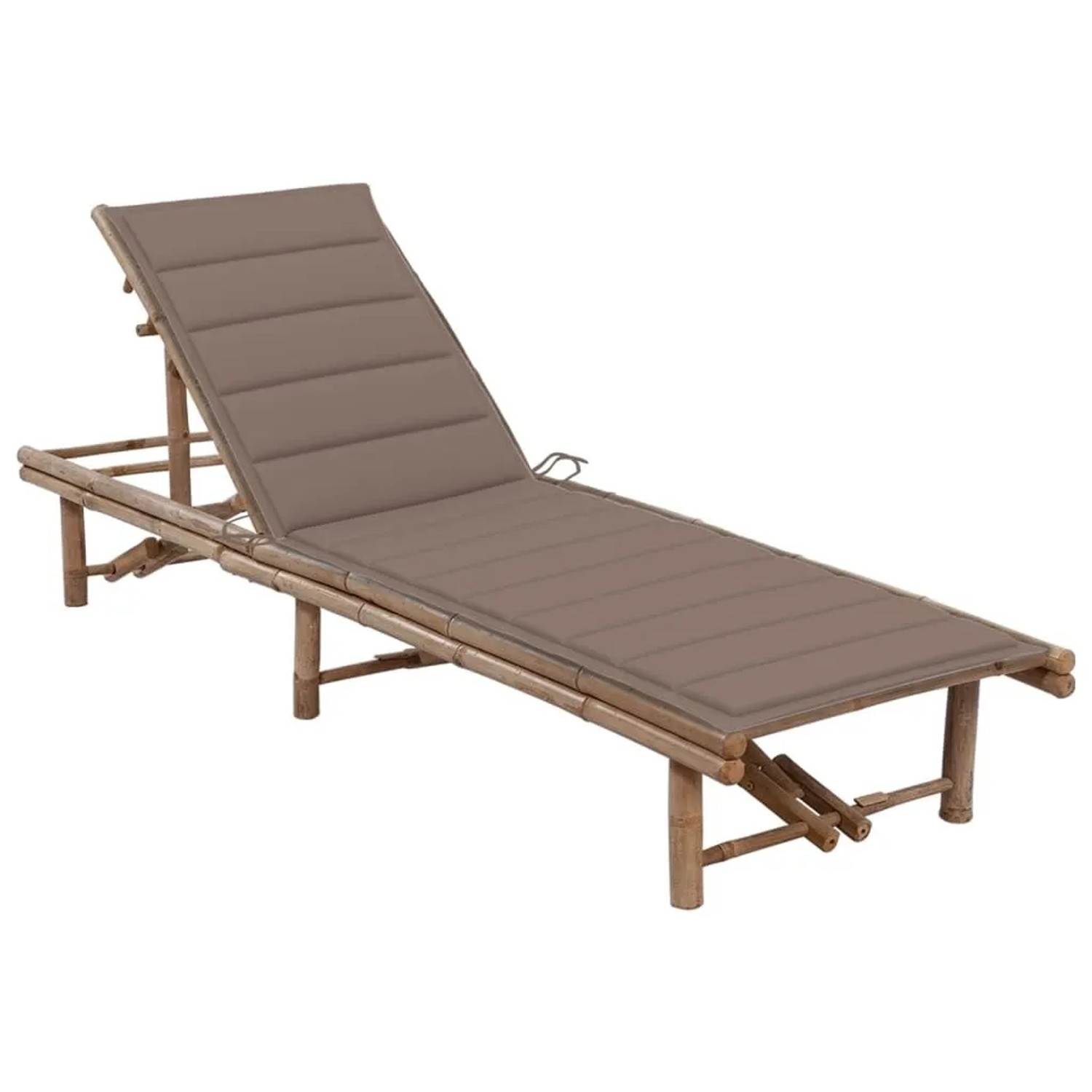 Furnicato Garten-sonnenliege Aus Bambus Mit Auflage 200 X 65 X  30-87  Cm Polsterfarbe Taupe