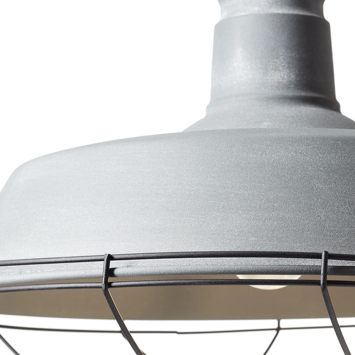Betongraue Brilliant Pendelleuchte Rope mit schwarzem Metallkäfig für E27 Leuchtmittel.