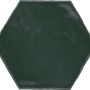 Grüne, glänzende Artisa Hexagon Wandfliese aus Steingut, 15x17,5 cm.