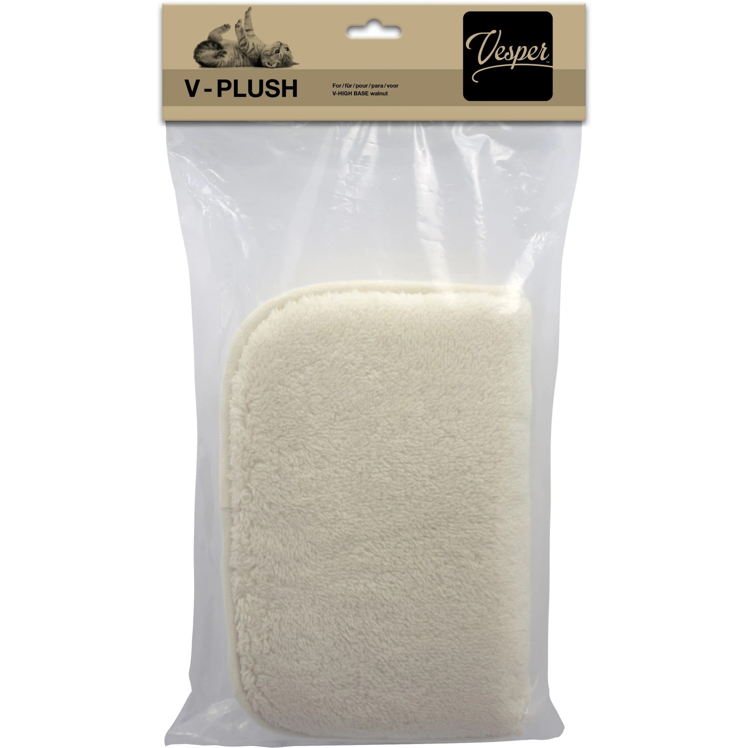 Cremeweißes Vesper Kratzbaum-Ersatzkissen mit Memory-Foam, 28x38cm, für High Base Kratzbäume.