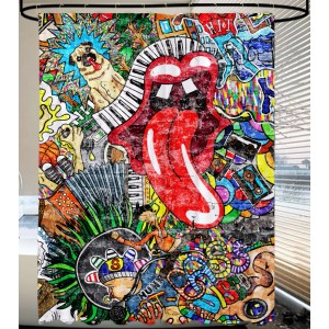 Sanilo Duschvorhang Graffiti, 180x200 cm, mit buntem Graffiti-Muster.