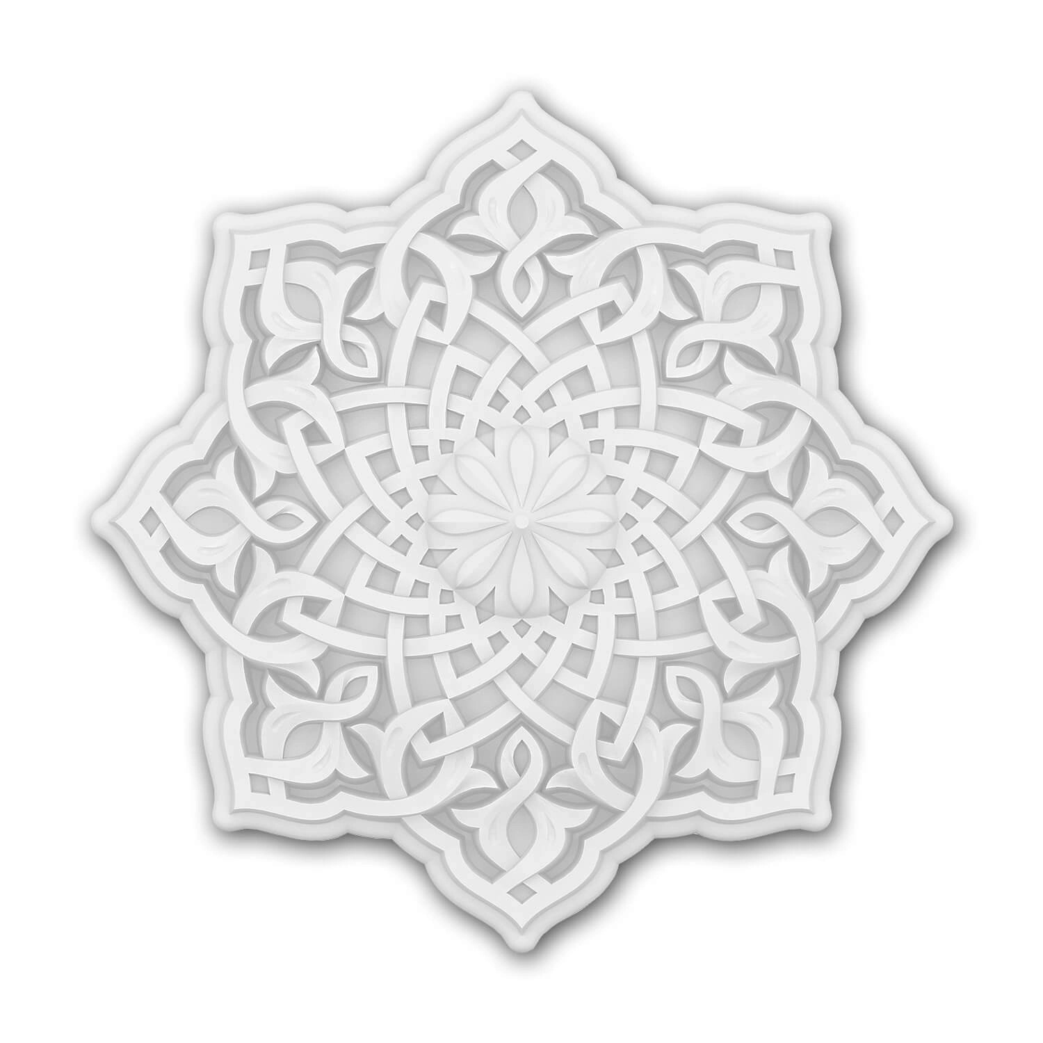 PROFHOME 156501 RoSette Medallion Zierelement Oriental 31,9 cm 31,9 cm x 31,9 cm x 5,8 cm Weiß