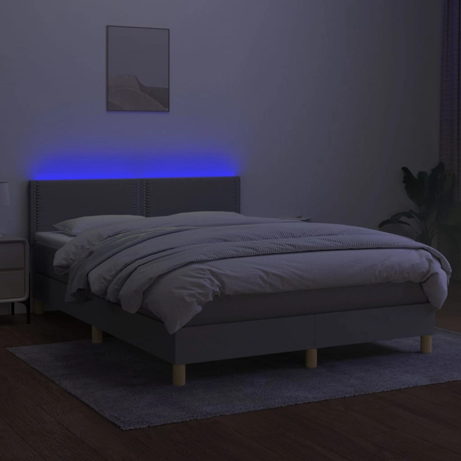 vidaXL Boxspringbett mit Matratze & LED Hellgrau 140x200 cm Stoff 3133637 günstig online kaufen