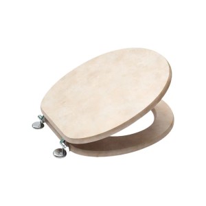 SINOBATH WC-Sitz S39 mit Absenkautomatik, MDF Holzkern, beige Marmoroptik.