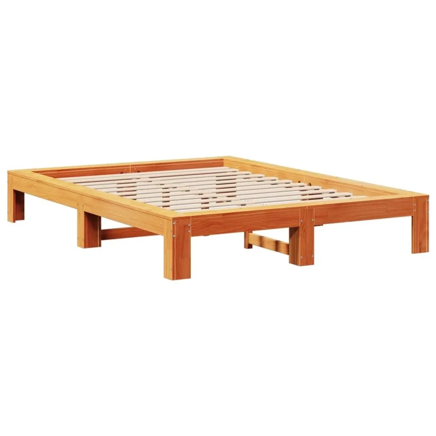 vidaXL Massivholzbett ohne Matratze Wachsbraun 140x200 cm Kiefernholz 33087 günstig online kaufen