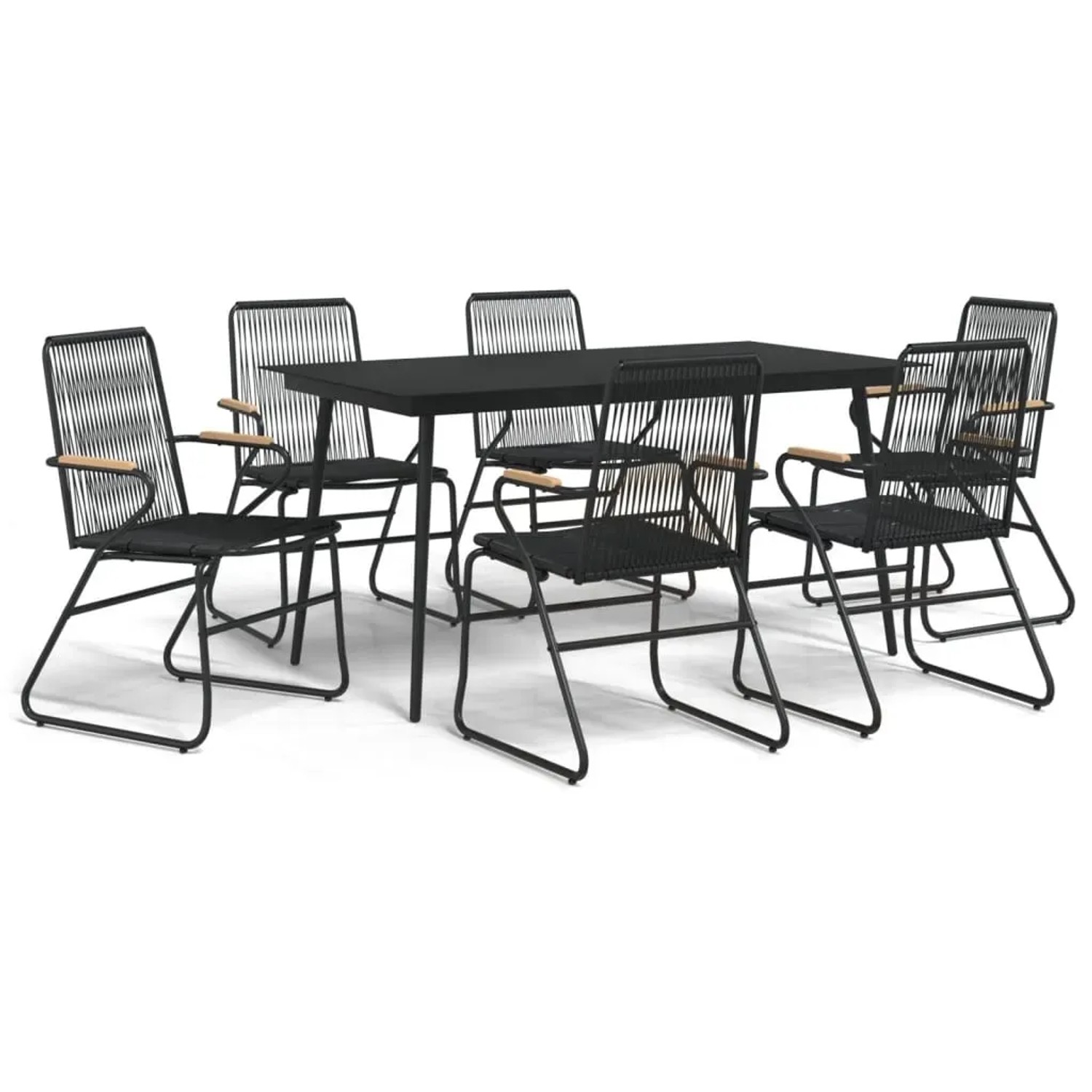 vidaXL 7-Tlg Garten-Essgruppe Schwarz PVC-Rattan 3060270