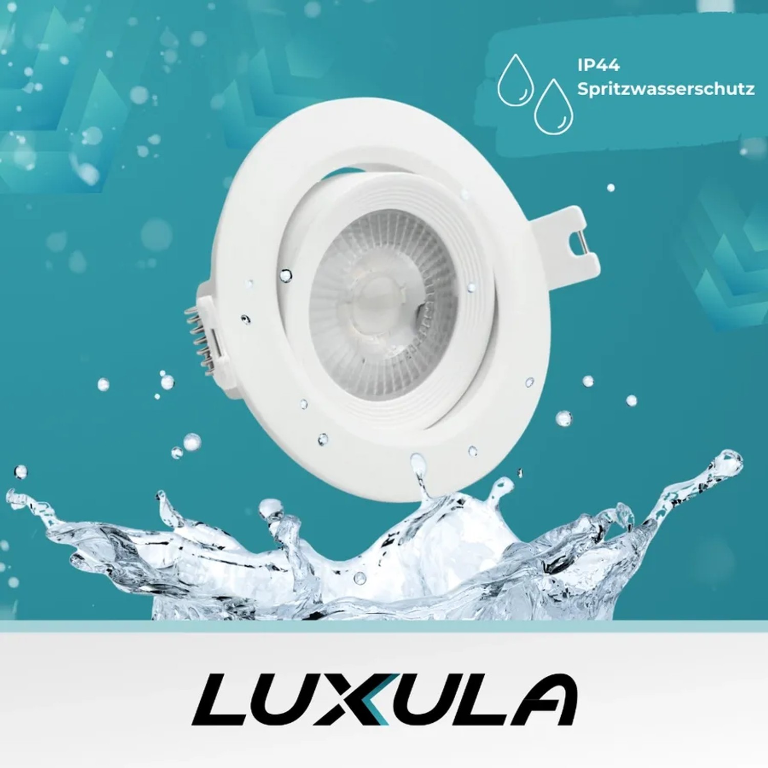 LUXULA LED Downlight 5er Set, schwenkbar, CCT, 7W, IP44, Weiß, ideal für Feuchträume.