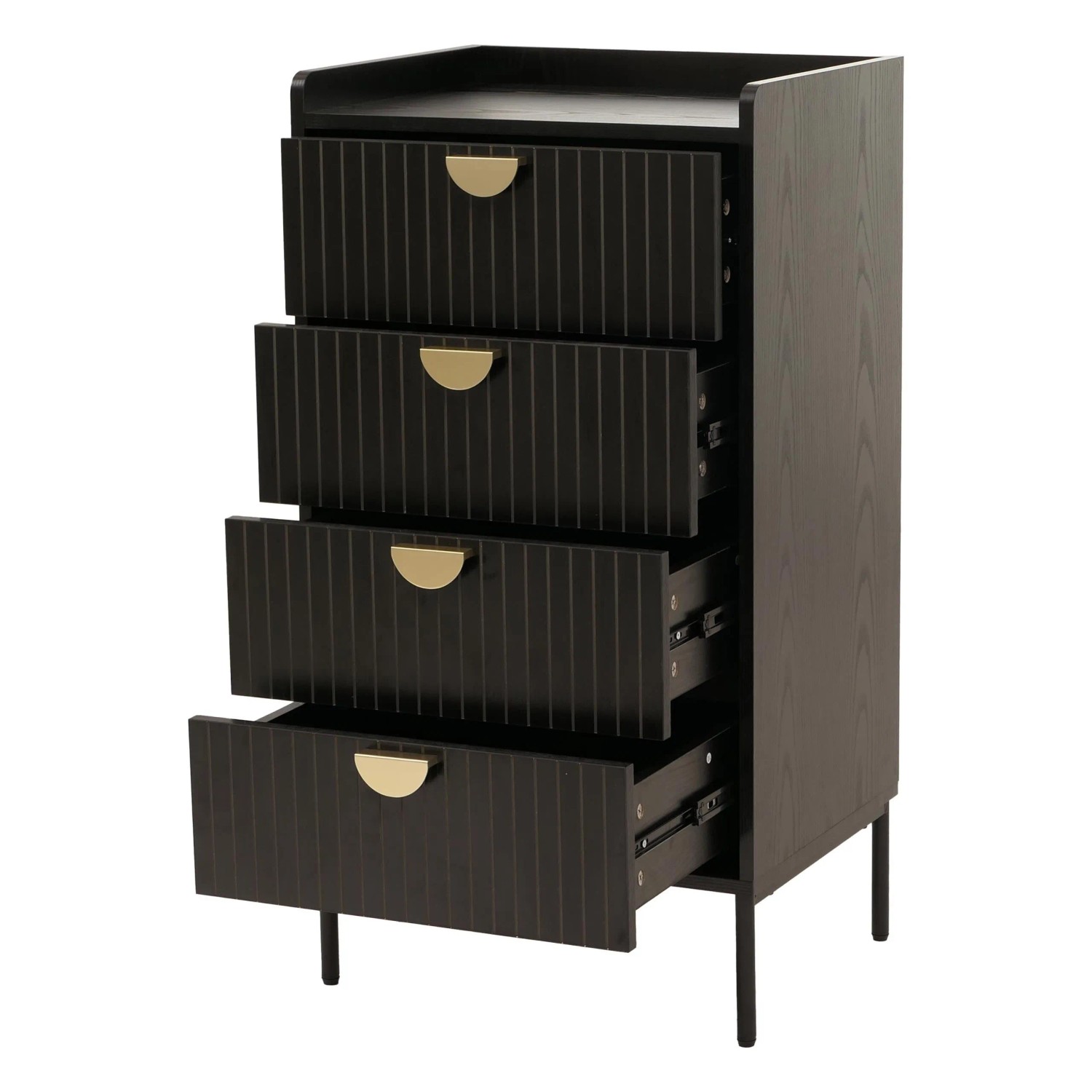 MCW Kommode O39 4 Schubladen Holzoptik Schwarz günstig online kaufen