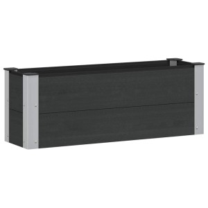 Schwarzes rechteckiges Hochbeet aus WPC und Aluminium, 100x30x36 cm, für den Garten.