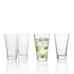 Leonardo Ciao Wassergläser, 48er Set. Klare, stapelbare Trinkgläser, eines gefüllt mit Limonade.