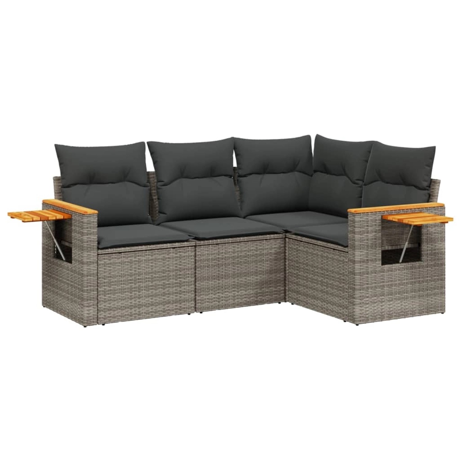 vidaXL 4-Tlg Garten-Sofagarnitur mit Kissen Grau Poly Rattan 3226774 günstig online kaufen