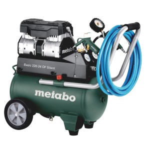 Metabo Kompressor Basic 220-24 OF Silent, ölfreier Flüsterkompressor mit 24 Liter Kessel.