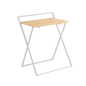 SoBuy Klappbarer Schreibtisch FWT88-WN, weißes Metallgestell, helle Holzplatte, ideal für Home-Office.