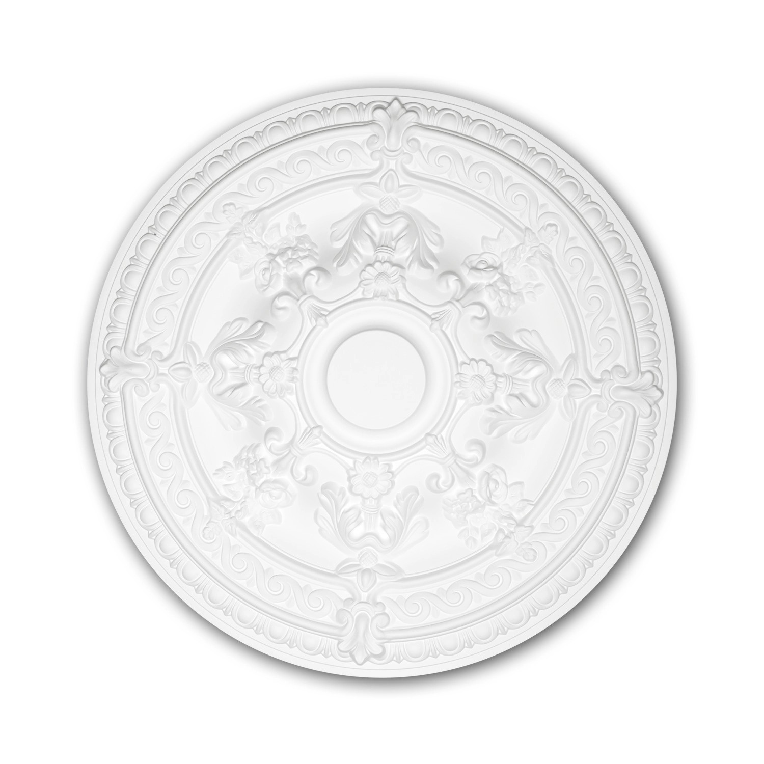 PROFHOME 156039 RoSette aus Polyurethan DeckenroSette Zierelement 65,9 cm 65,9 cm x 6,8 cm Weiß