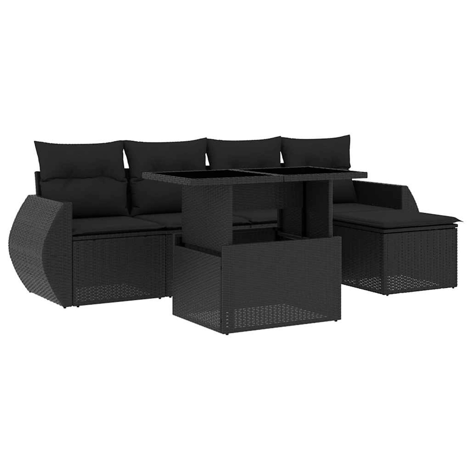 vidaXL 6-Tlg Garten-Sofagarnitur mit Kissen Schwarz Poly Rattan 3268495 günstig online kaufen