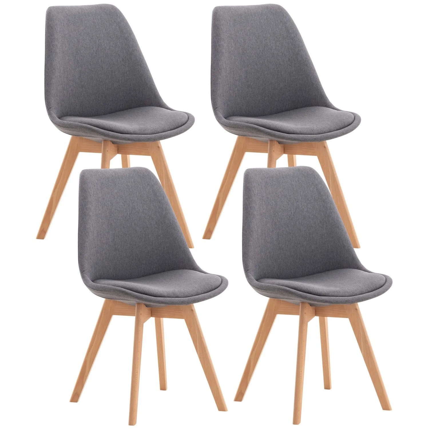 CLP 4er Set Esszimmerstuhl Linares grau/Stoff
