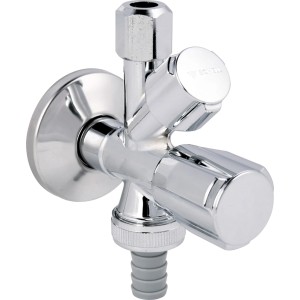 Schell Geräte-Kombi-Eckventil, 13 mm (1/2), Messing verchromt, mit Geräteanschluss.