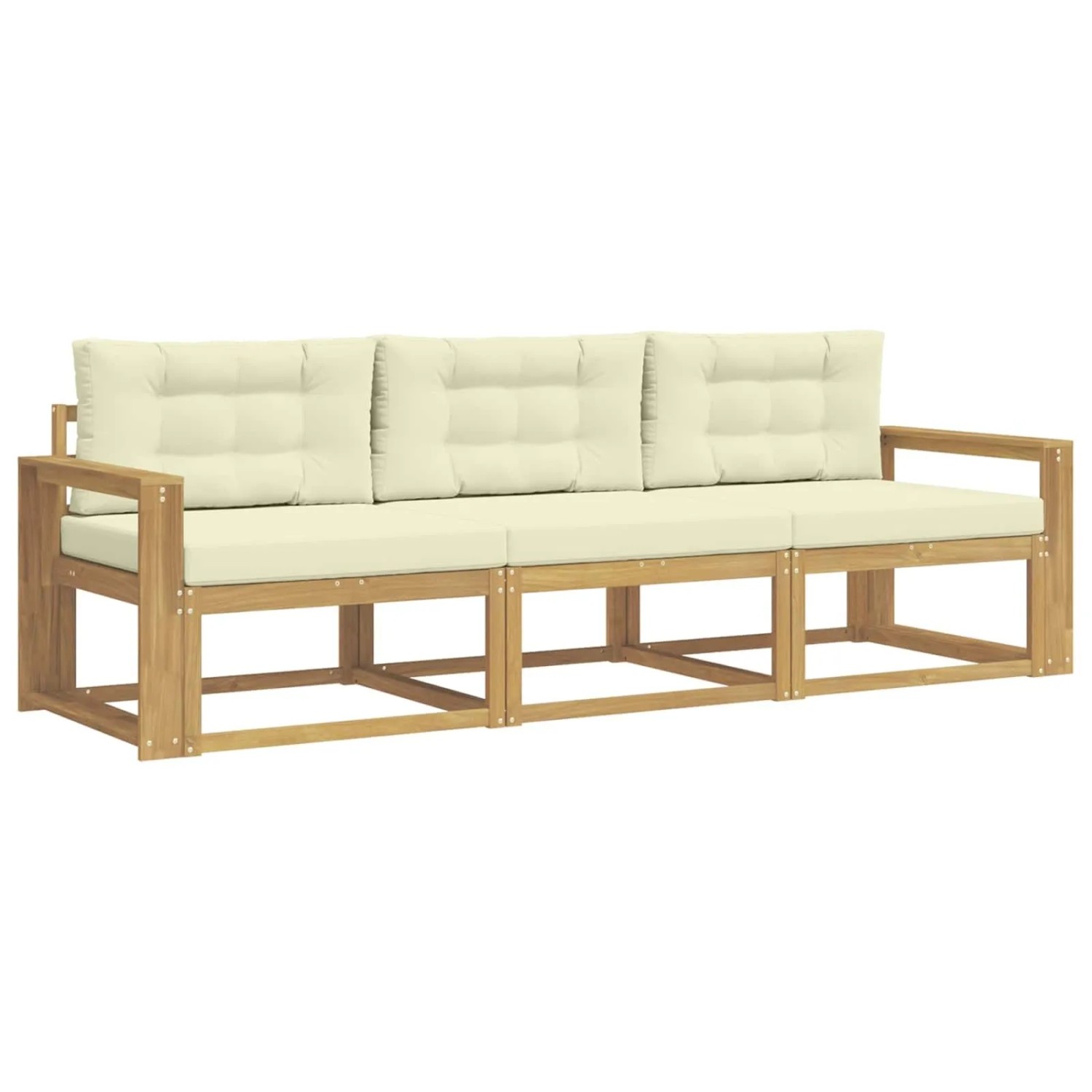 vidaXL Outdoor-Sofagarnitur mit Kissen 3 Stk Weiß und Creme Polyester 3385994