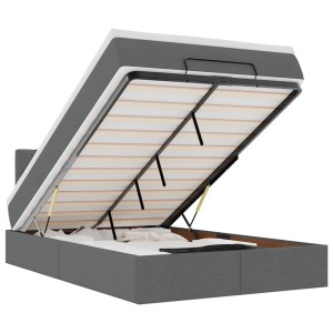vidaXL Ottoman-Bett mit Matratze Dunkelgrau 120x200 cm Stoff 3311533