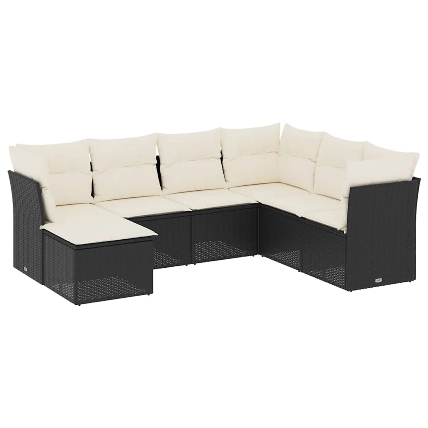 vidaXL 7-Tlg Garten-Sofagarnitur mit Kissen Schwarz Poly Rattan 3249825 günstig online kaufen