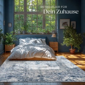 Tectake Vintage Designer Teppich Amara Verschiedene Größen Orientalisches Muster 240 x 340 cm 340 x 240 x 0 60 cm Blau