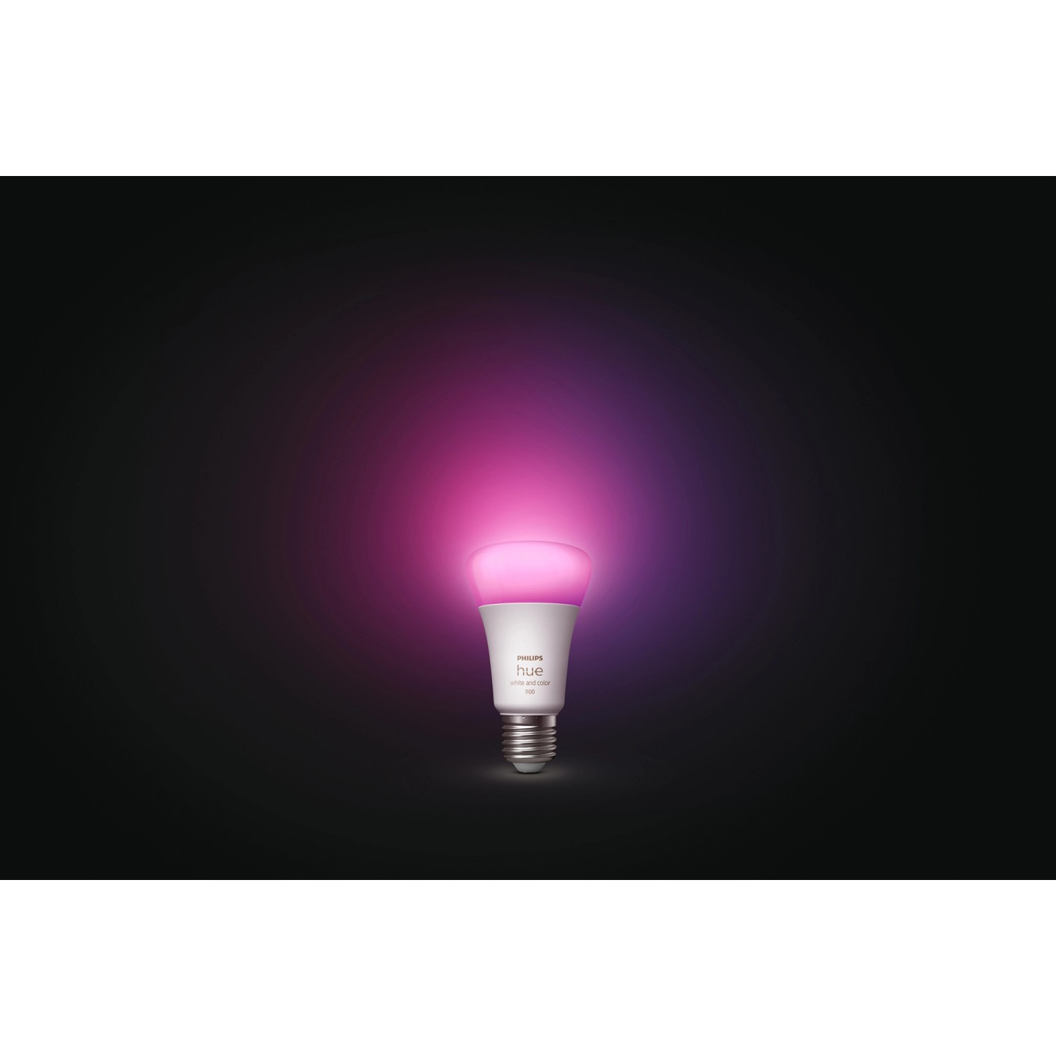 Philips Hue E27 LED Lampe mit pinkem Licht, White & Color Ambiance, 1100 lm.
