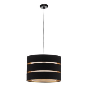 Lindby Pendelleuchte 10012915 Skandinavisch in Schwarz aus Textil 1-flammig E27 Wohnzimmerleuchte