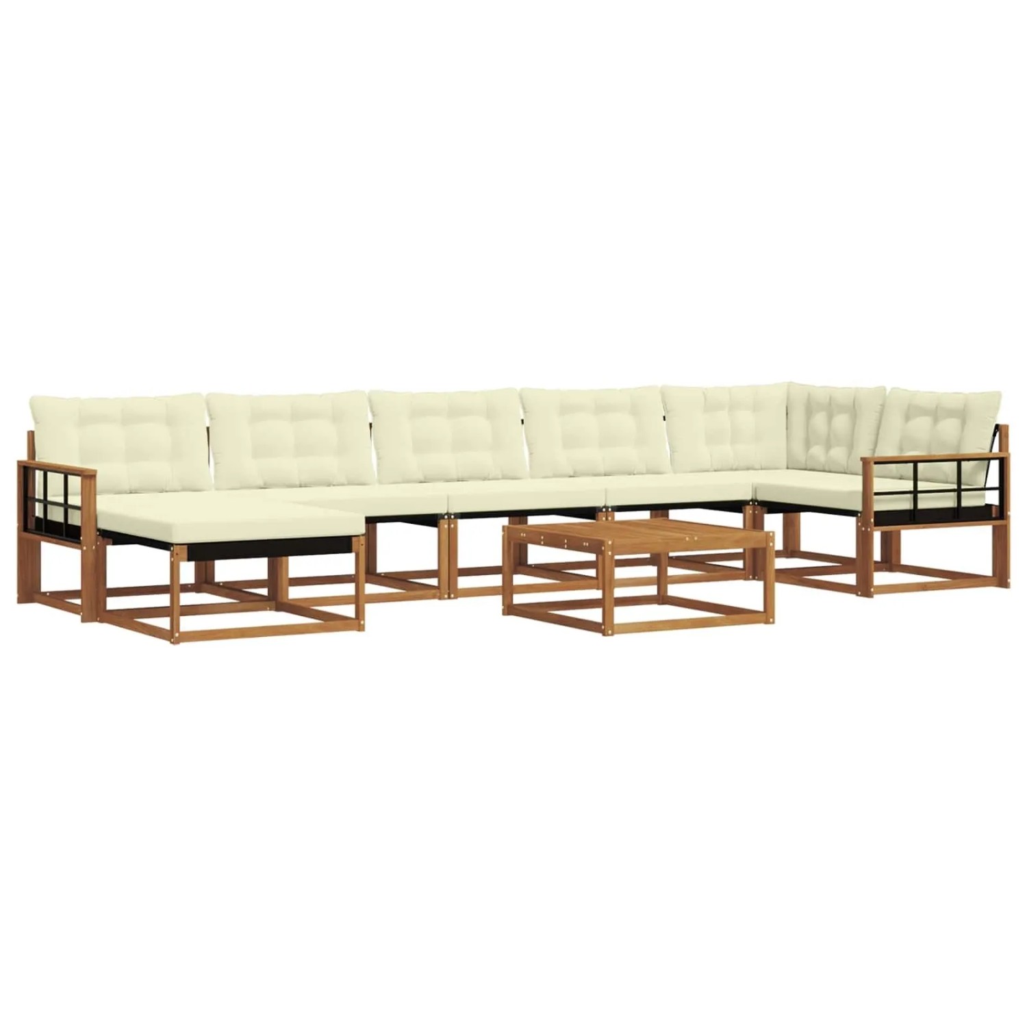 vidaXL Outdoor-Sofagarnitur 22-Tlg Natur und Creme Massivholz Akazie 3369701