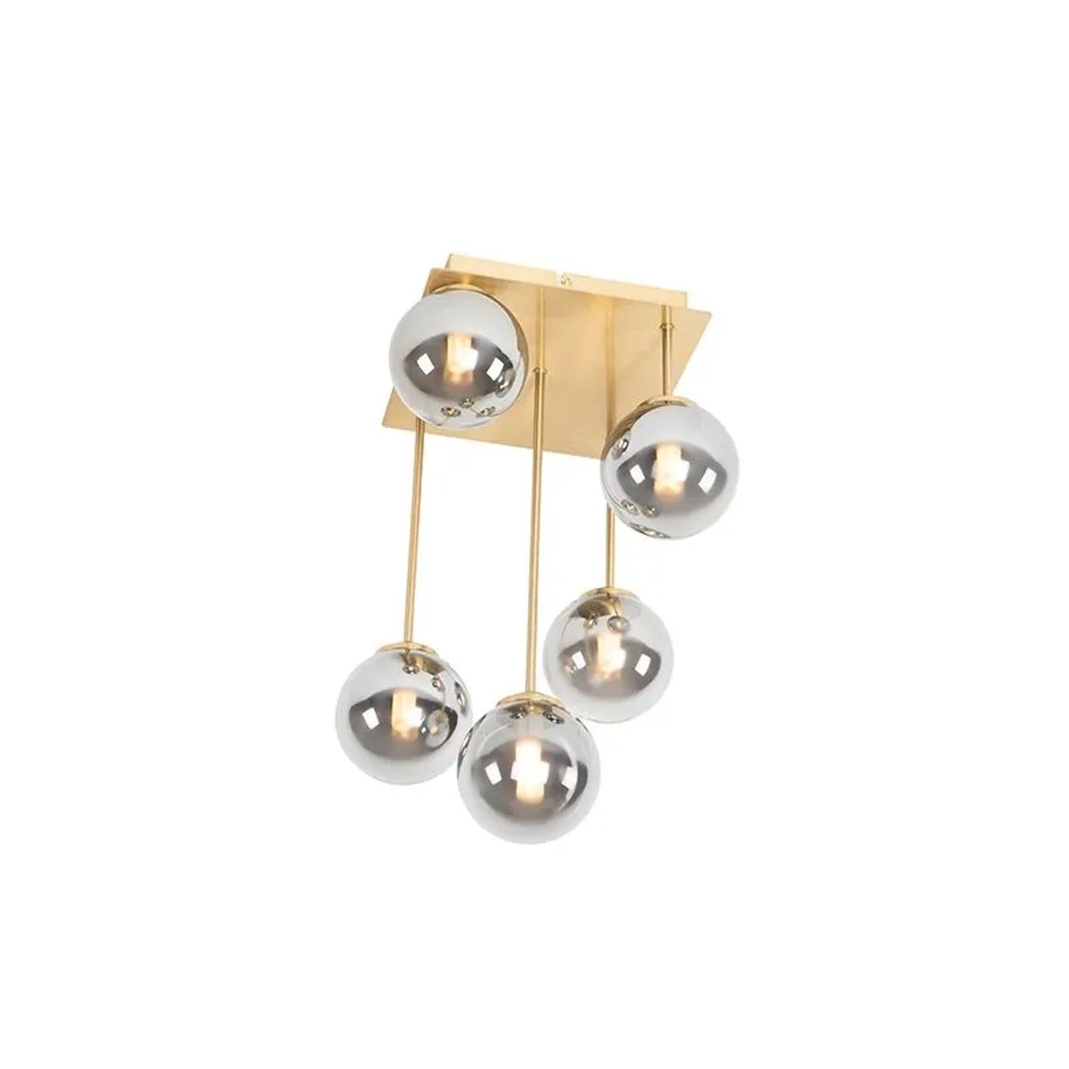 QAZQA Moderne Deckenleuchte Gold 5-Licht mit Rauchglas Athen