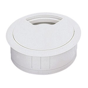 Weißer Hettich Kabeldurchlass (Ø 60 mm) aus Kunststoff für Möbelausstattung.