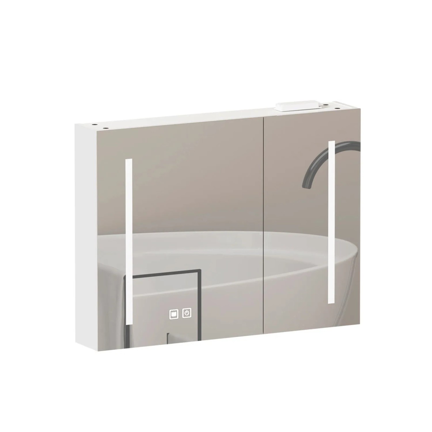 PXloue Spiegelschrank Badschrank 80 cm mit LED&Stauraum für Bad Schlafzimmer