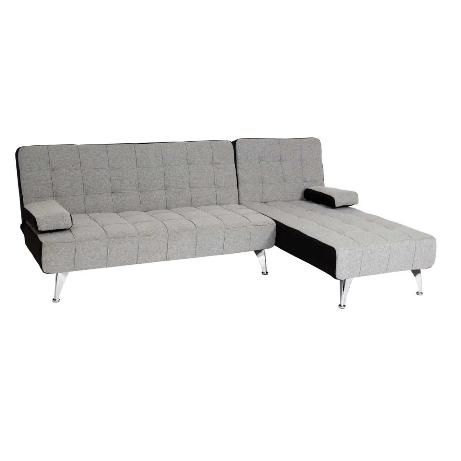 MCW Schlafsofa K22 Stoff/Textil Hellgrau Schwarz