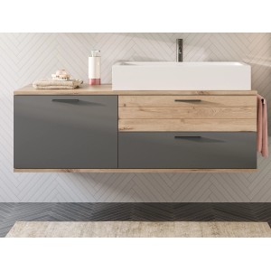 Inn.Furn Waschtisch Eiche Grau 140 cm inklusive Waschbecken Tomaso