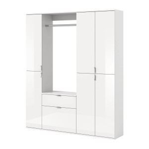 Inn.Furn Garderobenschrank Weiß Hochglanz 152 cm 18 Fächer SystemX