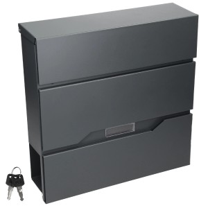 ML-Design Briefkasten aus Edelstahl mit Zeitungsfach und Schlüssel.