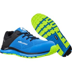 Albatros Sicherheitshalbschuh Lift Blue Impulse Low S1P, blau-schwarz, Größe 39, mit Fiberglaskappe und flexiblen Durchtrittschutz.