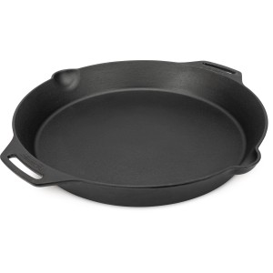 Schwarze Petromax Feuerpfanne FP50H-T aus Gusseisen, Ø 50 cm, mit zwei Henkeln. Ideal zum Grillen.