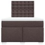 Boxspringbett dunkelbraun (120x190 cm) mit Stoffbezug, Matratze und Kopfteil.