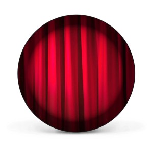 Banjado Magnettafel Rund Größe 47cm Magnetwand Schwarz Aus Metall Magnetpinnwand Pinnwand Motiv Roter Vorhang