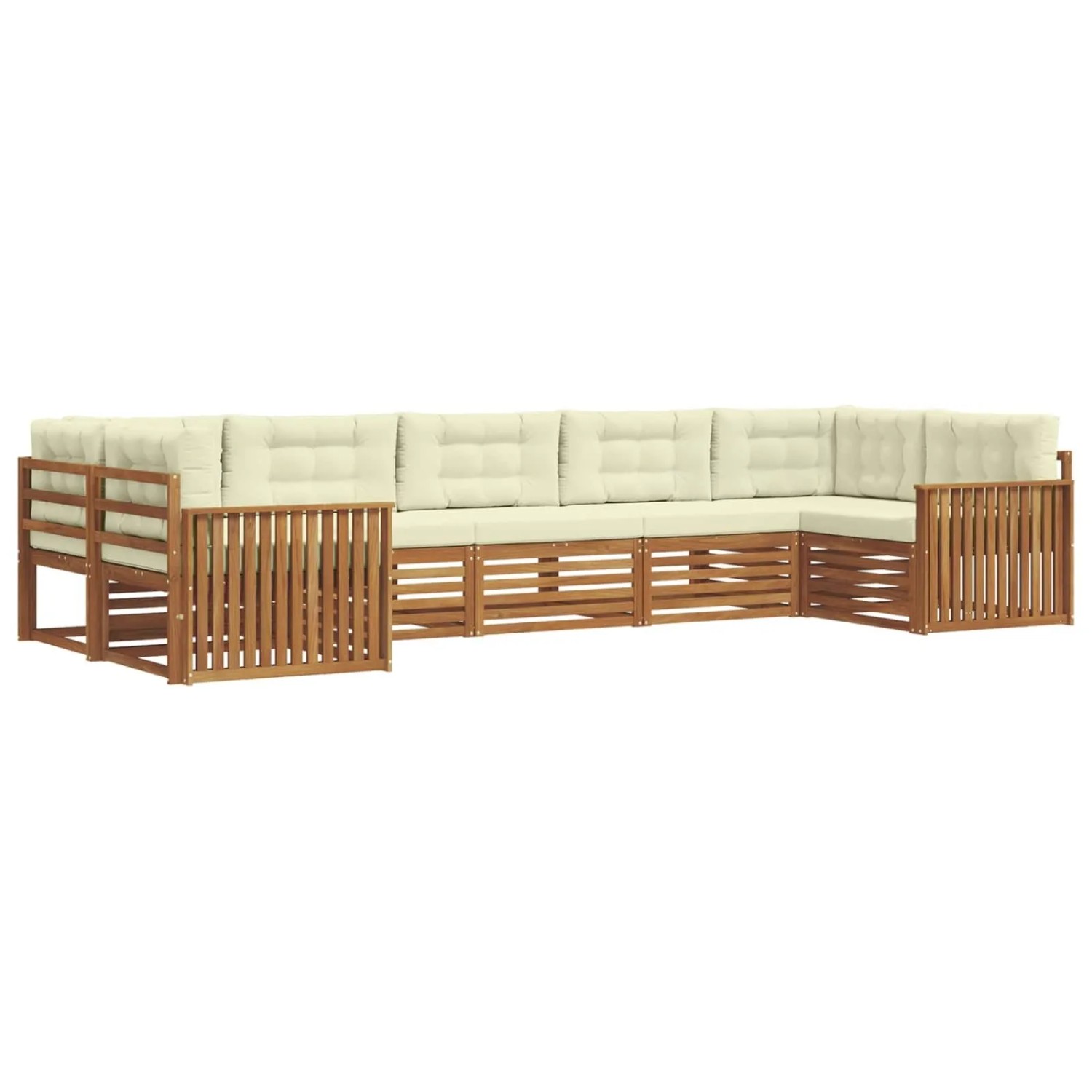 vidaXL Sofagarnituren 7 Tlg Natur und Creme Massivholz Akazie 3374055