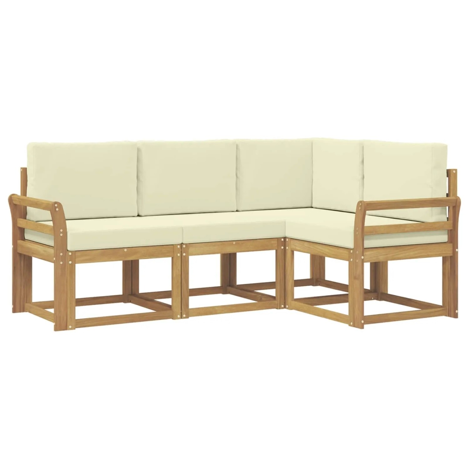 vidaXL Outdoor-Sofagarnitur mit Kissen 4 Stk Weiß und Creme 3387559