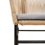 Detailansicht: Gartenstuhl der vidaXL 9-tlg. Essgruppe aus braunem Rattan mit grauem Kissen.