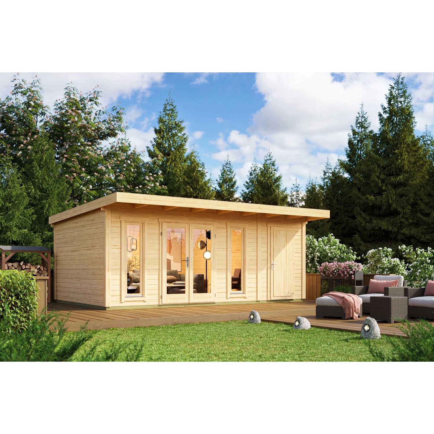 Lasita Gartenhaus Sicily 2 Natur/Unbehandelt 575 cm x 350 cm