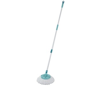 Leifheit Disc Mop Ergo Wischmopp mit verstellbarem Teleskopstiel, türkisfarben und Mikrofaser.
