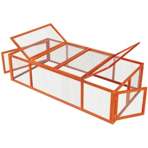 Tectake Hasenstall Mandy Aus Holz Mit 2 Dachöffnungen  181 x 90 x 48 cm Braun