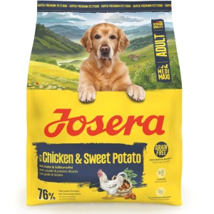 Josera Hunde-Trockenfutter Adult mit Huhn & Süßkartoffel, 900g Packung.